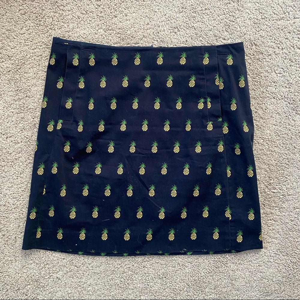 J. Crew navy skirt with pineapple print